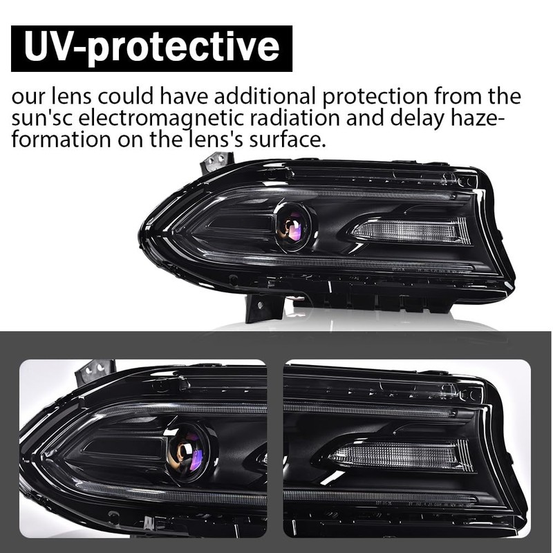 G-PLUS Headlight Fit for Dodge Charger 2015-2021, Right Passenger Bumper