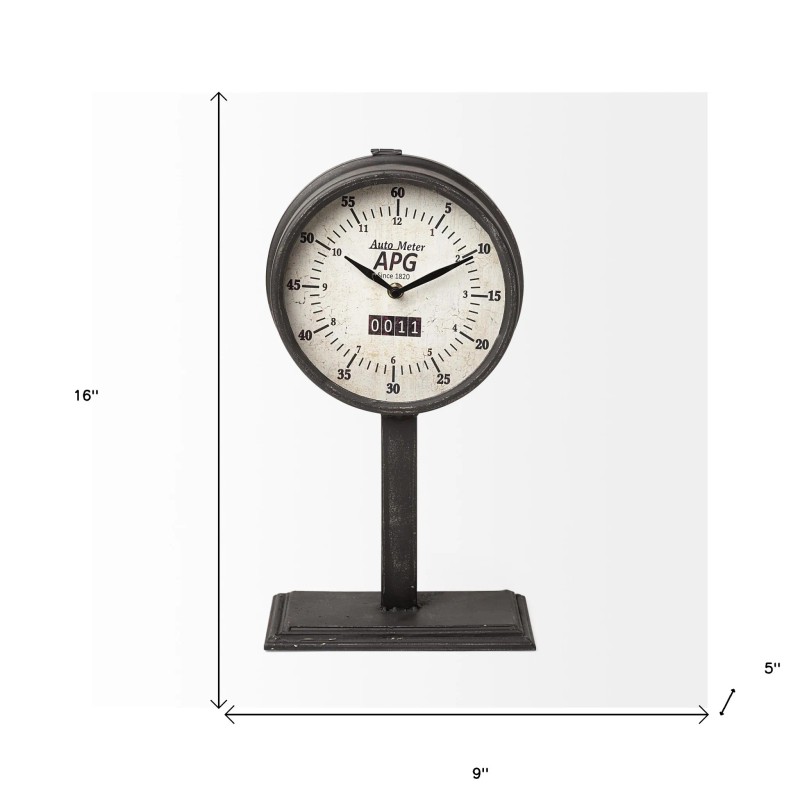Homeroots 16" Black Metal Table Clock