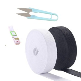 2 Pack(Black & White) Knit Elastic Spool, 1 Inch 10 Yards Elastic Band Heavy Stretch High Elasticity for Sewing Pants Waistband, Wigs, Skirts,Craft Craft DIY Projects