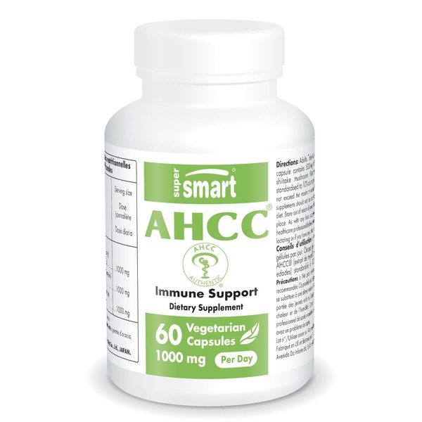 Shiitake (AHCC) - Strengthens the Immune System - Shiitake Mycelium Extract (Lentinus edodes) - 1000 mg - Gluten Free - Vegan - GMO Free - Supersmart