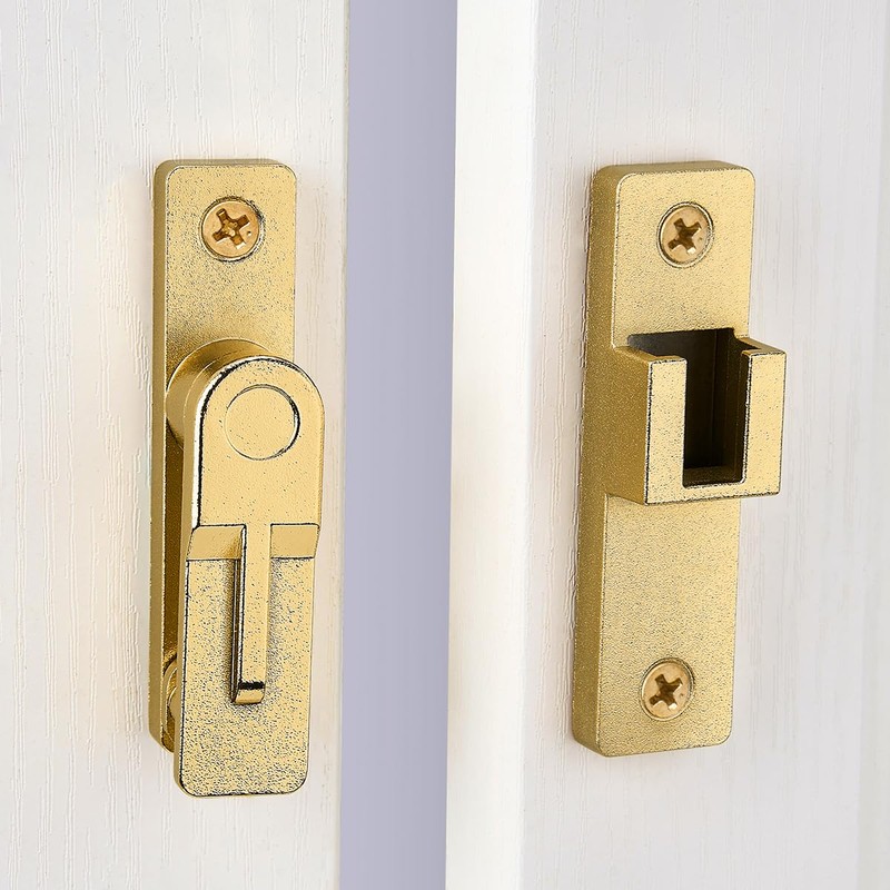 INIRET 180 Degree Flip Barn Door Lock, Gold Heavy Duty