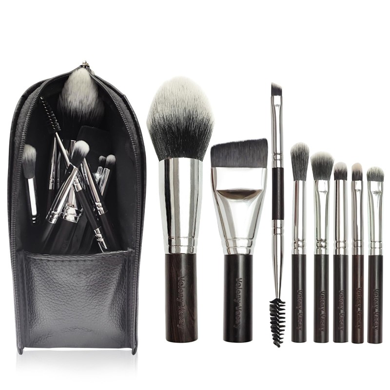 Reise-Make-up-Pinsel-Set, Make-up-Pinsel mit Etui für Foundation, Puder, Concealer, Lidschatten, 8