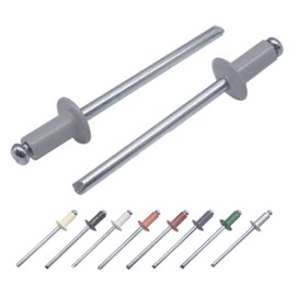 Pack of 100 Painted Blind Rivets 4.0 x 10 mm, Dome Head, DIN 7337, Aluminium Rivets and Steel Mandrel, Pop Rivets (100, Window Grey RAL 7040)