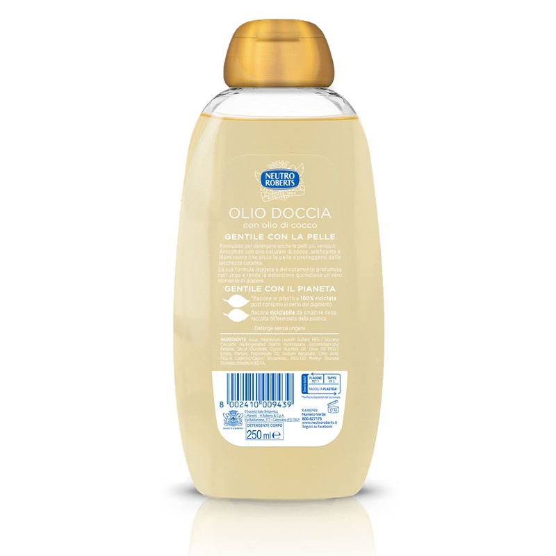 Neutro Roberts Shower Oil with Coconut Oil, Ideal for Sensitive