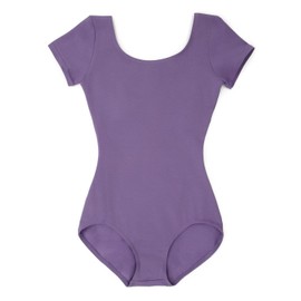 Cotton Classic Short Sleeve Leotard, Dark Lavender, X-Small