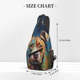 PVTIONXIE Pitbull Florescent Dog Sling Backpack for Women Men, Chest Bag Daypack Crossbody for Travel Sport Running Hiking