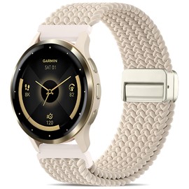 Oanux 18mm Magnetic Braided Compatible with Garmin Venu 3s Watch Band/Venu 4 41mm/Vivoactive 4s/Venu 2s/Vivomove 3s/Forerunner 255S/Forerunner 265S, Elastic Nylon Sport Stretchy Strap for Women Men