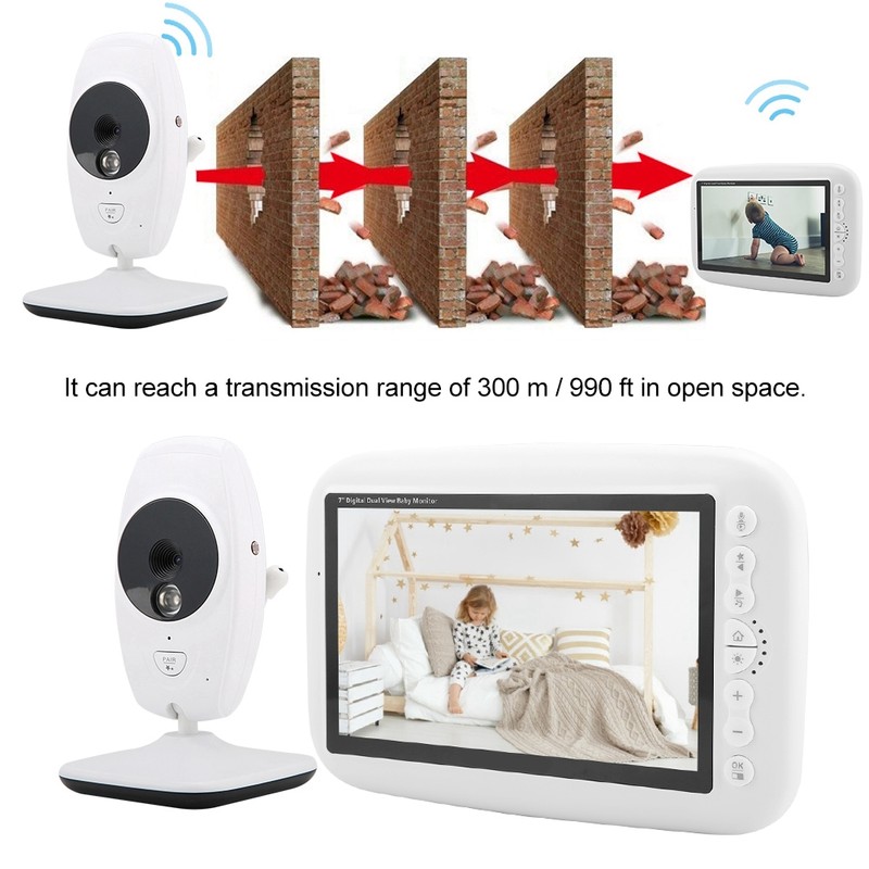 7 Inch 720P IR Camera Wireless Baby Intercom Monitor