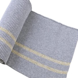 TinaKim Ribbing Fabric, for Cuff Waistbands Neckline Material, (Grey + Gold Stripe, 36x6in)