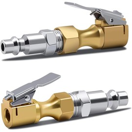 Heavy Duty Tire Air Chuck with Clip Adapter, 1/4” NPT Tire Chuck for Inflator, Pressure Gauge, and Compressor Accessories, Lock-on Design for Secure Inflation