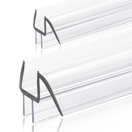 GEZMR 2-Pack Ultra Clear Shower Door Bottom Seal (5/16'' X 39'', Polycarbonate) Frameless Glass Shower Door Seal Strip Shower Door Sweep - Stop Shower Leaks and Create a Water Barrier