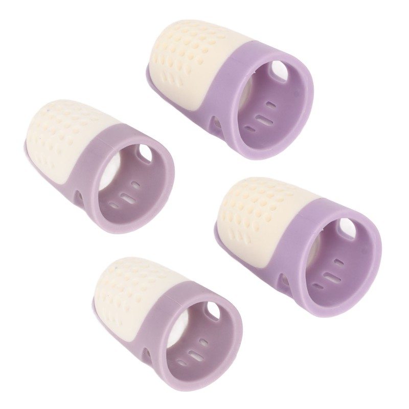 4 Pcs Silicone Thimble Purple Soft Elastic Finger Protector Finger