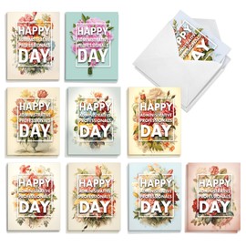 The Best Card Company 20 Assorted Administrative Professionals Day Notes Box Set (Assistant, Boss) 4 x 5.12 Inch with Envelopes (10 Designs, 2 Each) Flowers For Administrative Professionals