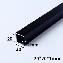 Kwweeoo Black Aluminum Square Tubing 4Pcs 20mm x 20mm x 150mm Long Wall Thickness 1mm, 4 Pack 0.8 inch 0.8" Aluminum Square Tube Black Color 0.8 x 0.8 x 0.04 x 5.91" inch (Appr)