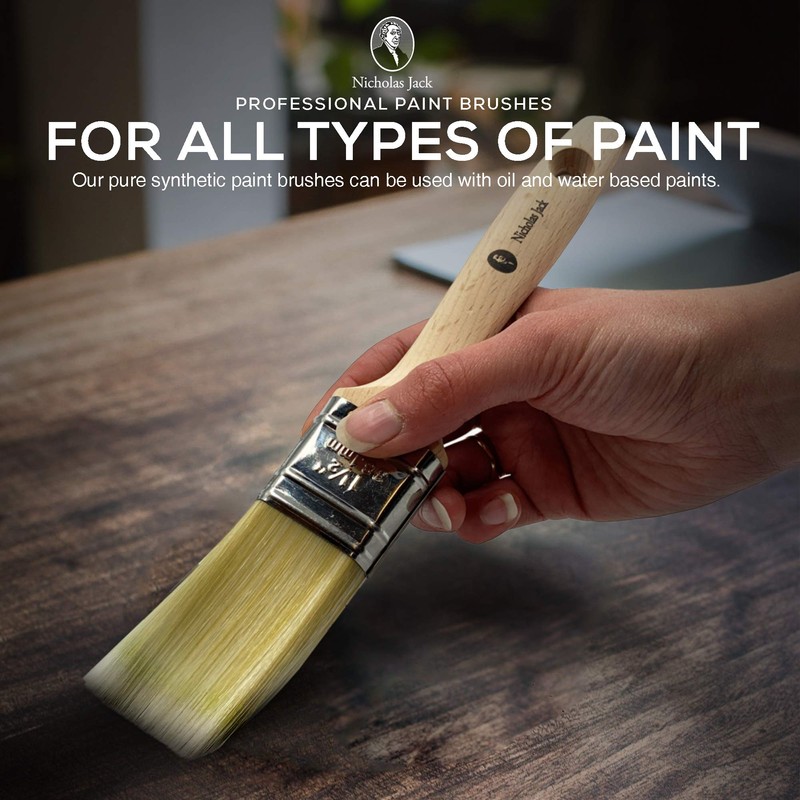 Nicholas Jack Professional Paint Brushes Decorating Set 5 Pure Synthetic