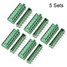 sourcing map 8-Pin 5.08mm Pitch Right Angle PCB Screw Terminal Block Connector 5 Sets
