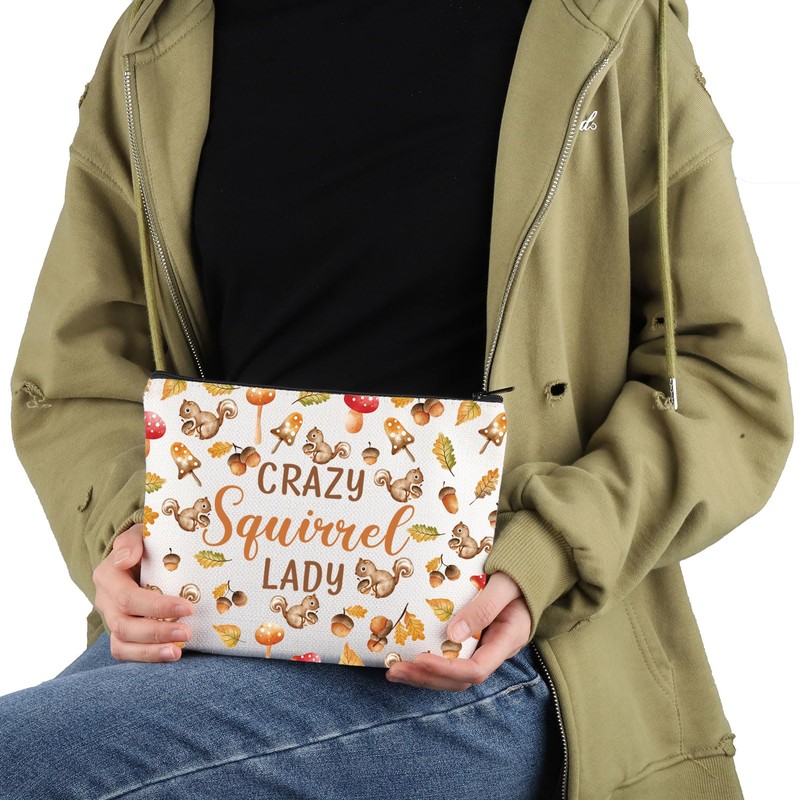 PYOUL Squirrel Lover Gift Crazy Squirrel Lady Makeup Bag Chipmunk