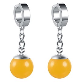 one pair of Resin Ball Stainless Earring Cosplay Earrings Ear Clip Cuff For Man Woman (Pair yellow clip)