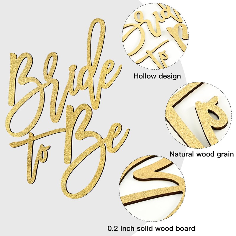 GXNI Gold Wooden Bride to Be Sign - Elegant Bridal