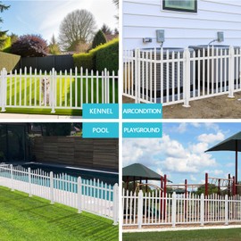 Coarbor 2 Sets 84"x34.6" Vinyl Picket Fence Panels White Scalloped PVC Garden Decorative Fence for Yard Border Vinyl Outdoor Fence Pet Barrier Temporary Small Dog Fence (20x2 Pickets)