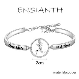 ENSIANTH Runner Bracelet One mile At A Time Bracelet Track Marathon Gifts Running Jewelry Runner Inspiration Gift (Br-SC-runner-c)