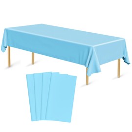 Bouiexye Pack of 4 Disposable Tablecloths, 137 x 274 cm, Plastic Tablecloth, Light Blue, Rectangular Table Cover, Garden Tablecloth for Catering, Party, Weddings, Barbecue, Picnic