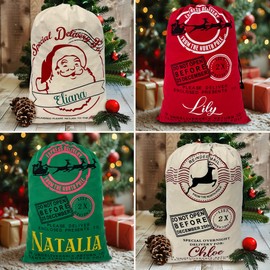 NACRE APPAREL Christmas Jumbo Santa Sack Custom Name Santa Claus Bag for Holiday Presents Package Storage Gift Sack (2)