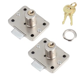Furniture Lock Screw-On Lock 20 mm Backset Cylinder with Key Universal Set for Drawers and Cabinets [Pack of 2, 48 x 36 mm]
