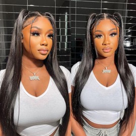 FASHION PLUS Straight Full Lace Wigs Human Hair 180% Density 12A HD Transparent Full Handmade Whole Lace Wig Pre Plucked Invisible Silky Straight Real Full Lace Human Hair Wigs 20 Inch