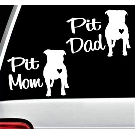 Pit Mom and Pit Dad Pit Bull Decal Sticker for Car Window 6 Inch BG 167