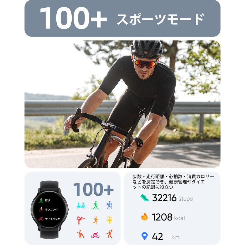 Parsonver Official Japan Product Smart Watch, Round, Ultra-thin, Bluetooth 5.2