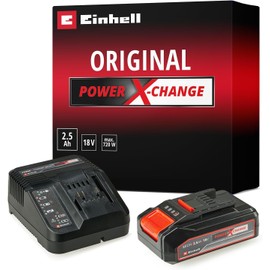 Original Einhell 18 V 2.5 Ah PXC Starter Kit (Battery & Charger, 18 V, Max. Power 720 W, universal for all Power X-Change devices, process-controlled battery management system ABS, 3-stage LED display)