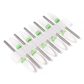 Rolabling 10Pcs Ceramic Nail Drill Bits Set Corn Shape 3/32'' Shank for Gel Acrylic Nails Professional Manicure Pedicure Bits for Cuticle Removal Nail Polishing Electric Nail File Accessories (Coarse)