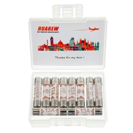 HUAREW 2 x 13A Fused Mains Plug with Cable Handle for UK Fuses - Black