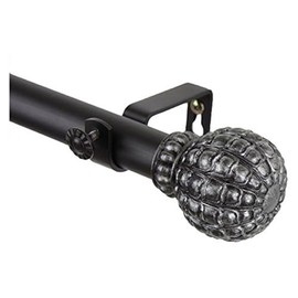 Maykoosh Contemporary Cool Home Decorative Window Curtain Rod, Tension Mounted, Includes - Adjustable Poles, Brackets, Mounting Hardware, Black, 48" L X 4" W X 4" H