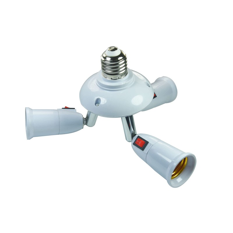 YCSSSD 3 in 1 Light Socket Splitter Adapter, E26/E27 Socket
