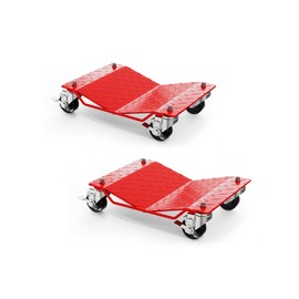 Car Wheel Dolly Set of 2,3000 LBS Capacity Heavy Duty Vehicle Mover Dolly with Brakes for Moving Cars, Trucks, Trailers and Motorcycles, Red