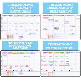 POPRUN Magnetic Family Planner Weekly Planner Magnetic Board Fridge Wipe Clean Whiteboard Calendar Reusable Italian