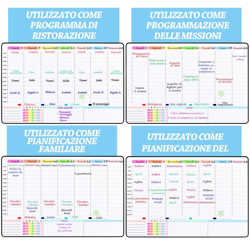 POPRUN Magnetic Family Planner Weekly Planner Magnetic Board Fridge Wipe