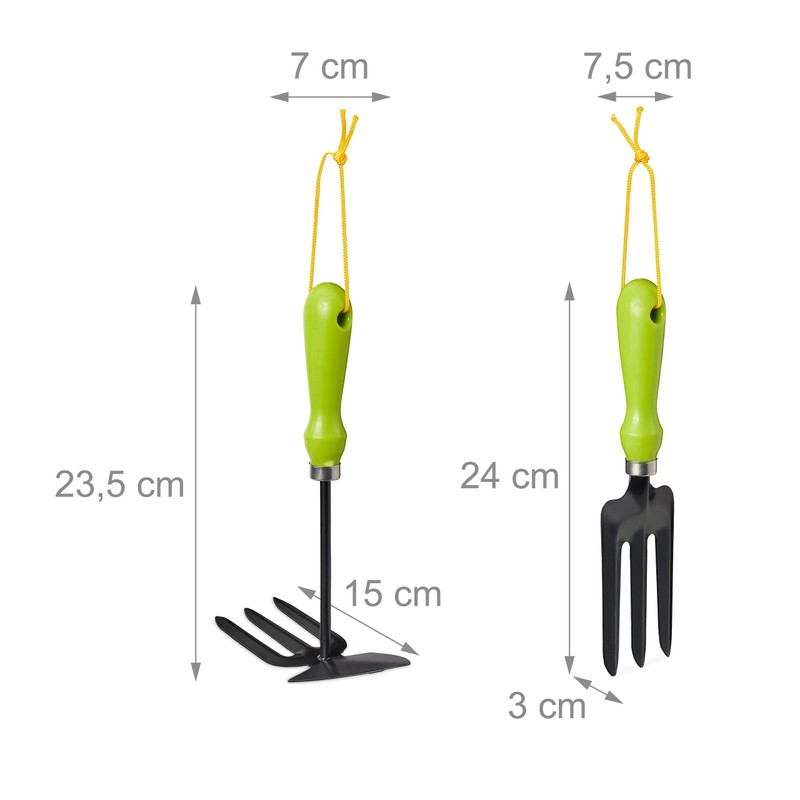 Relaxdays Garden tool set, 4 pieces, flower trowel, small rake,