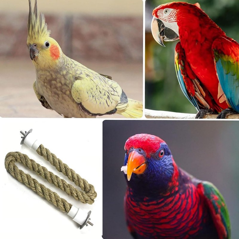 Parrot Climbing Rope Perch - Bird Cage Swing Stand, Spiral
