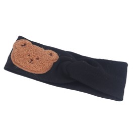 Adorable Cartoon Bear Baby Headbands, Soft and Stretchy Cotton Infant Headwear for Baby Girls 0 to 8 Years Old (Black)