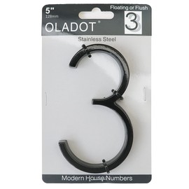 5" Stainless Steel Floating House Number, Metal Modern House Numbers, Garden Door Mailbox Decor Number with Nail Kit, Coated Black, 911 Visibility Signage (3)