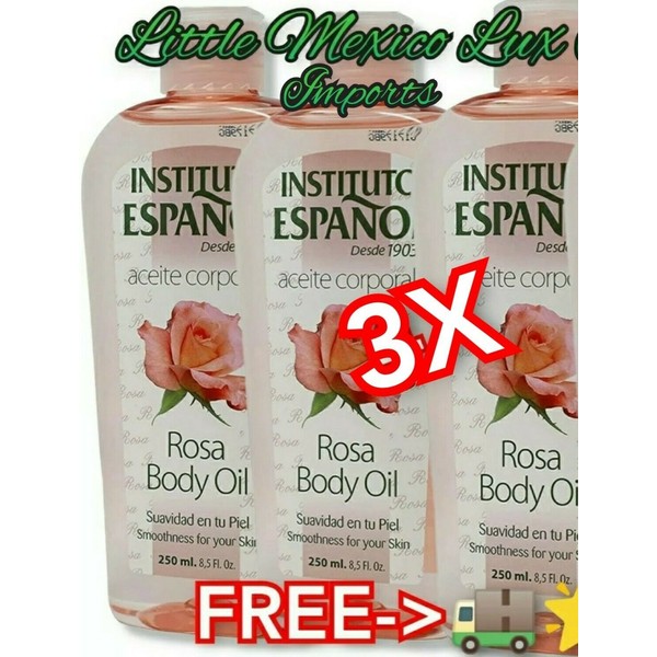 3x 250ml Instituto Español Rosa Body Oil Aceite Corporal Piel Suave Smooth Skin
