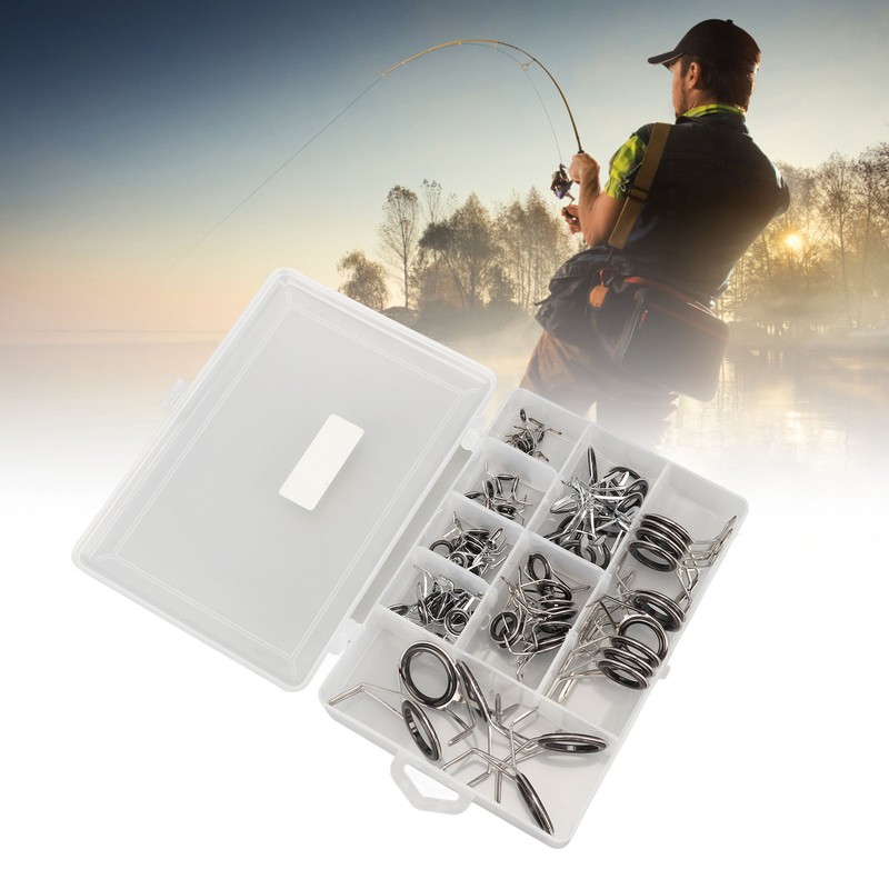 75Pcs Fishing Rod Tip Repair Kit Fishing Rod Guides Stainless