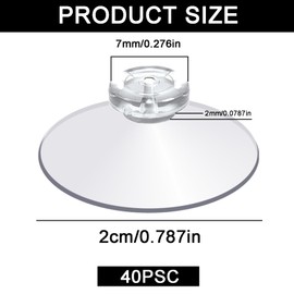 Scinzene Pack of 40 Transparent Suction Cup Hooks Window Without Hooks 20 mm for Home Decoration and Organisation Home Window Bathroom Desk Suction Cups for Windows, Suction Cup Hooks