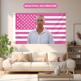 BOYSSPAA USA Flag Tapestry - Pink American Flag with Drew & Starkey Design 3x5 Ft Flag for Indoor & Outdoor Use Funny Celebrity Background for Dorms & Parties
