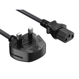 England UK Cable de alimentación, conector de 3 pines para computadoras, televisores, monitores y más (IEC-320-C13 a UK Plug BS1363) (Reino Unido Inglaterra)