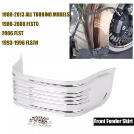 Unbranded 80 - 13 CHROME FRONT FENDER RIBBED SKIRT For Harley touring softail ELECTRAGLIDE