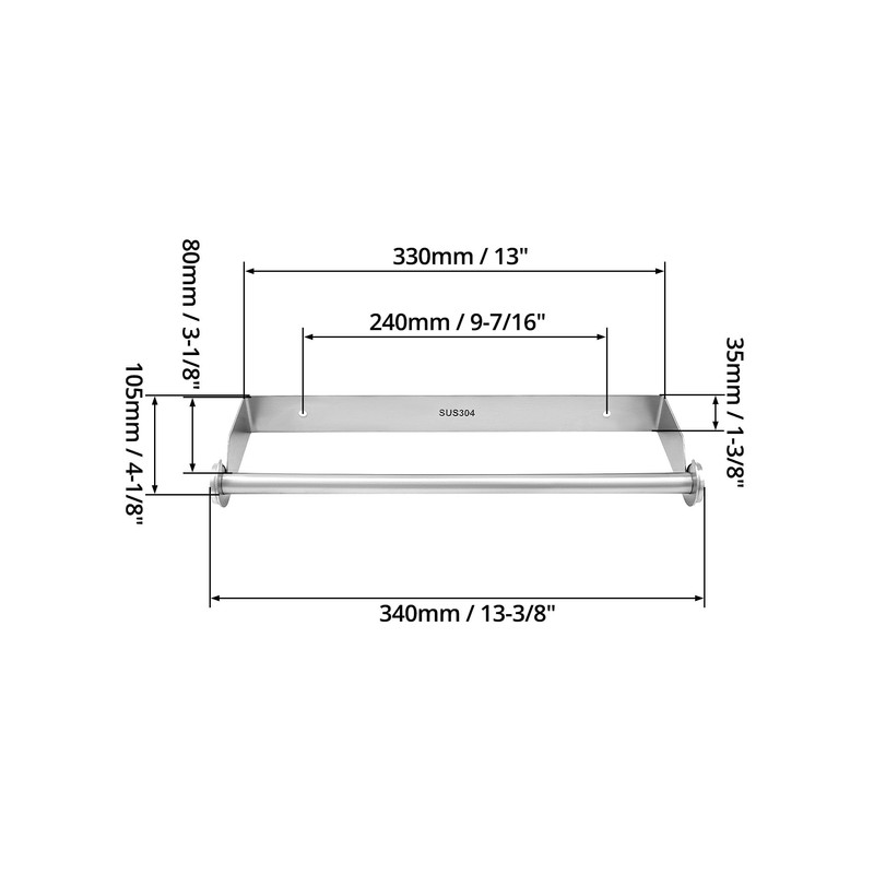 QWORK® 33 cm Kitchen Roll Holder No Drilling – SUS304